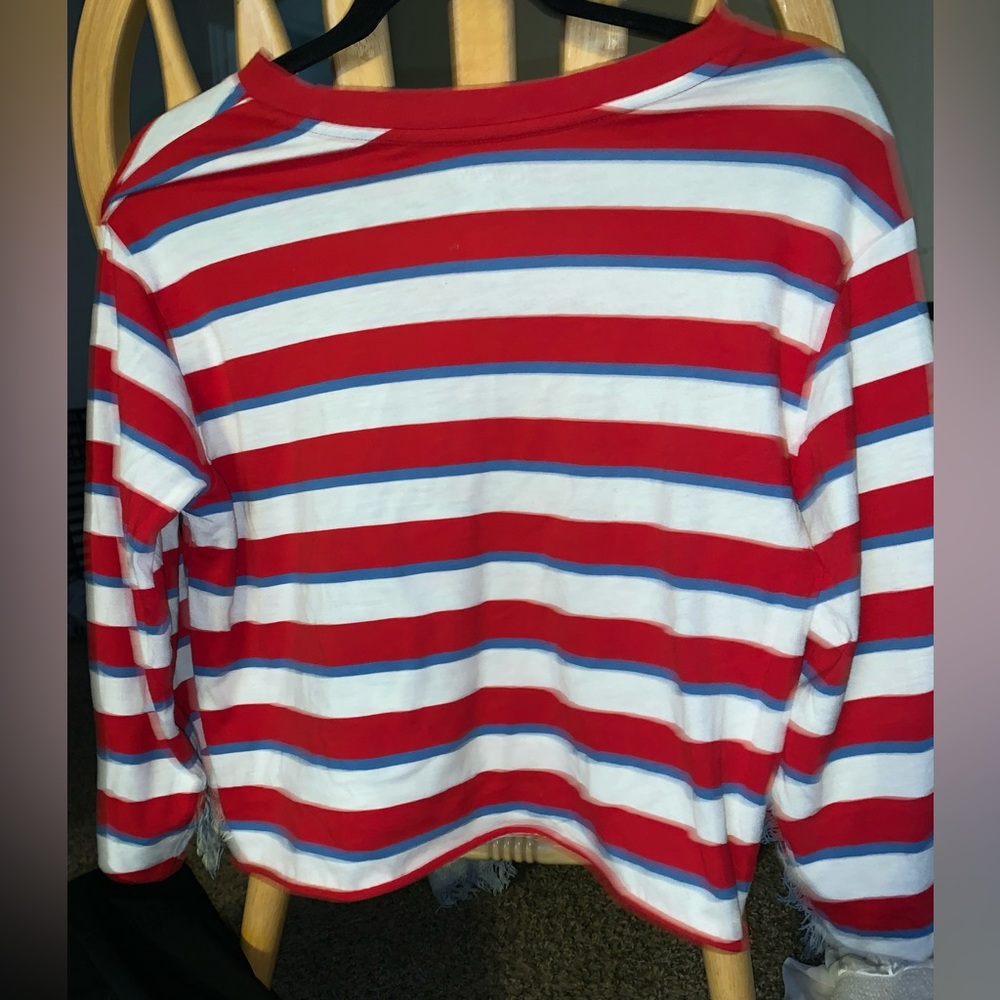 Stripped long sleeve crop